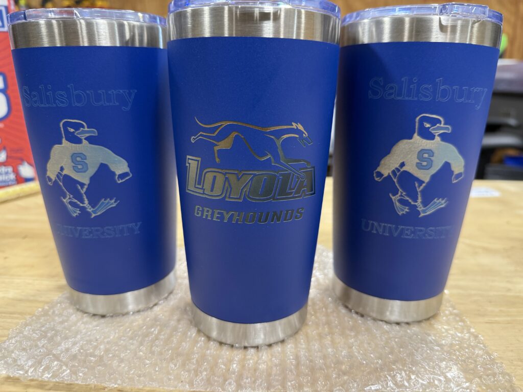 Laser engraved drinkware